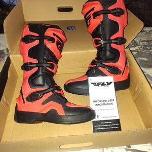 Red and Black Motocross Boots